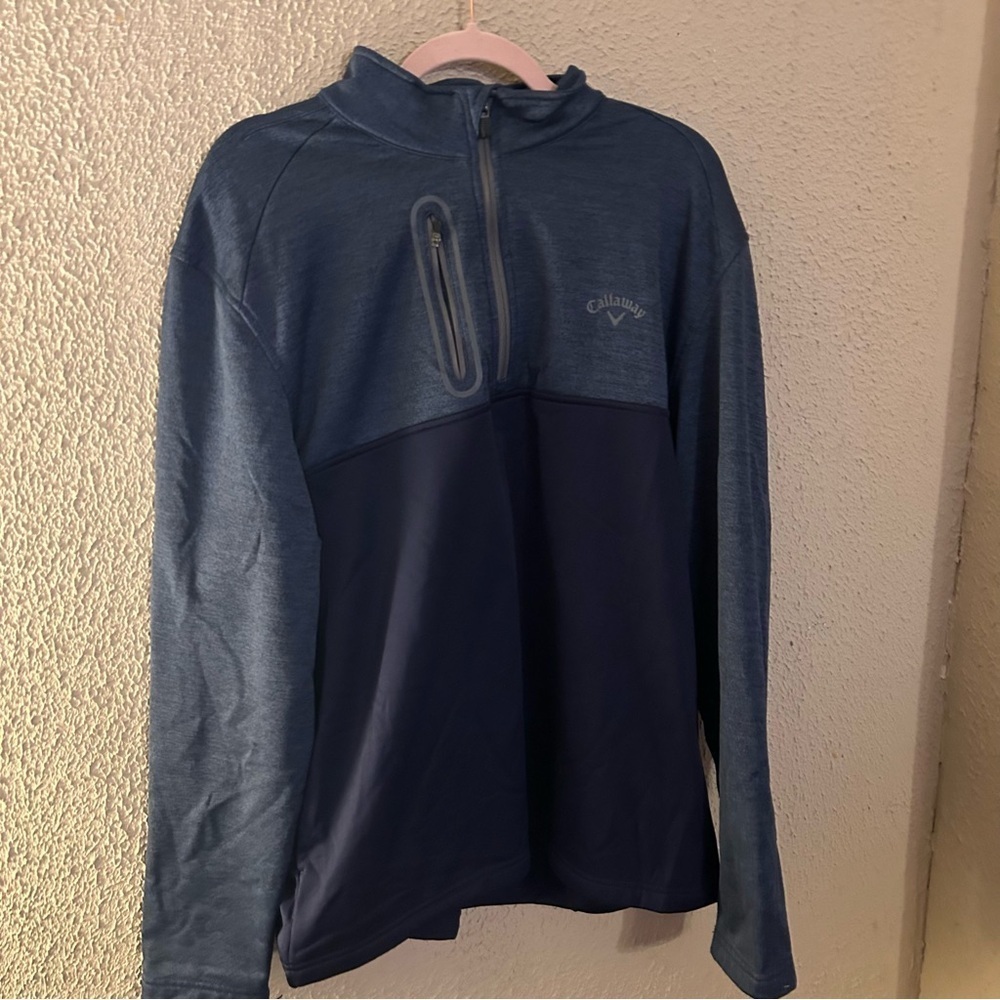 Callaway Mens 1/4 Zip Thermal Performance Pullover Peacoat Heather Size Xl